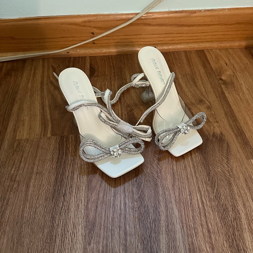 Public Desire Elegant Rhinestone Bow Heels